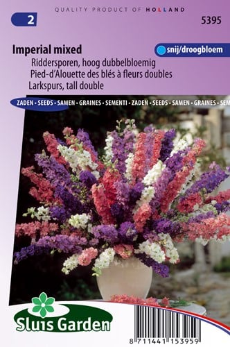 Ridderspoor Imperial Mixed, dubbelbloemig (Delphinium)