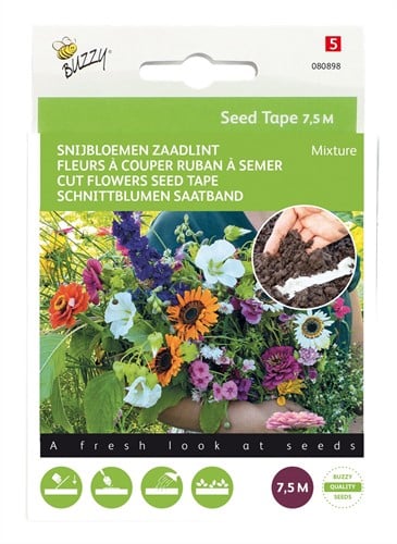 Snijbloemen mengsel Zaadlint – Buzzy Seed Tape