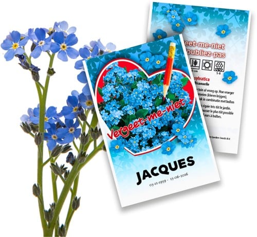 Vergeet-mij-Niet - Myosotis zakjes persoonlijk bedrukt - 2.000 stuks